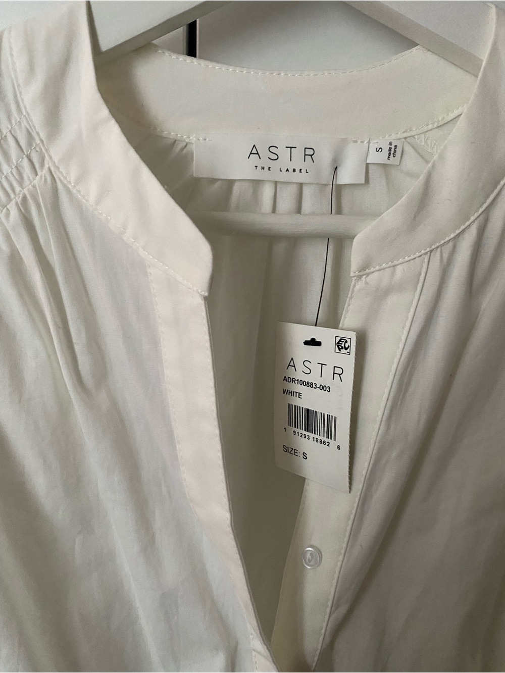 Astr White Button-Front Drawstring Mini Dress- Size Small - Picture 3 of 4